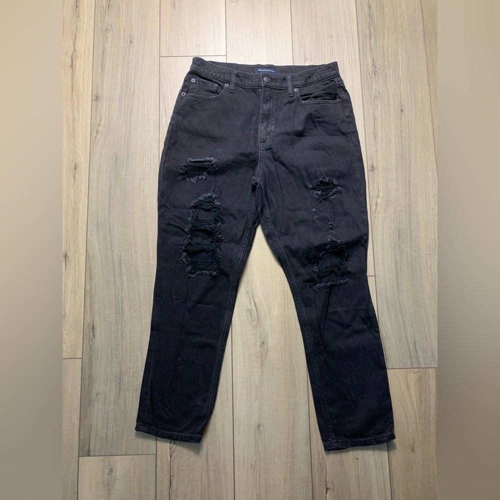 Black Distressed Mom Jeans